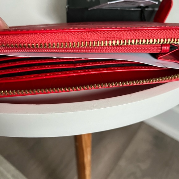 NWT Osprey Crock Red Leather Zip Around Wallet - Picture 6 of 13